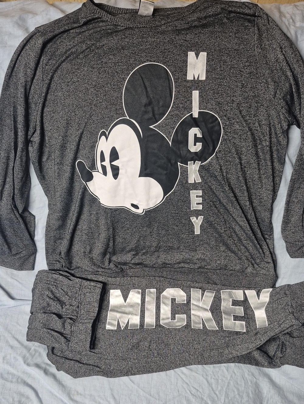 Disney Heather Gray Black White Mickey Lounge Set